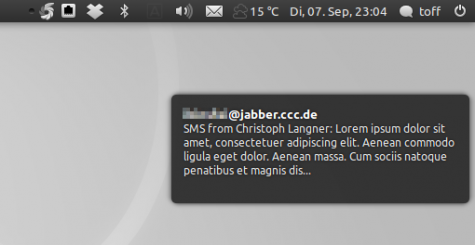 TalkMyPhone signalisiert eine eingehende SMS