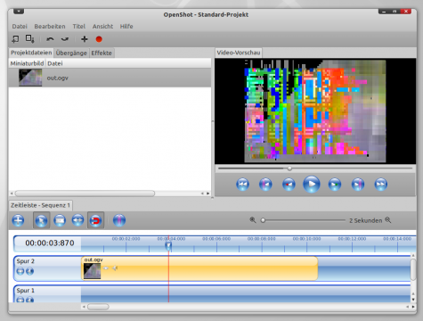 Openshot zeugt nur Pixelbrei an