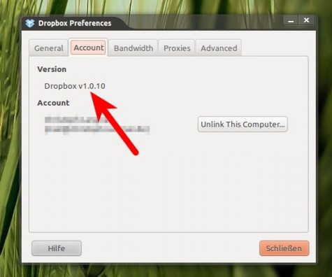 Überprüft ob auch wirklich Dropbox 1.0 installiert ist
