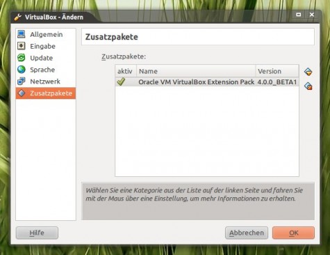 Das Oracle VM VirtualBox Extension Pack installieren