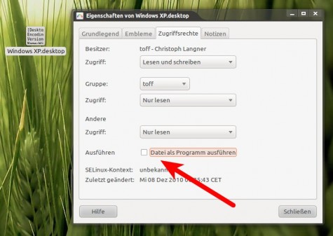 .desktop Dateien müssen ausführbar gemacht werden