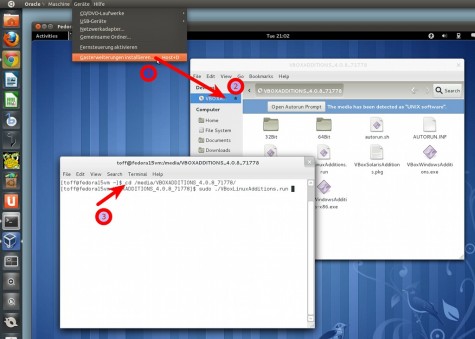 Gasterweiterungen in Fedora 15 installieren