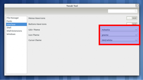 Das "original" Theme von GNOME3 auswählen