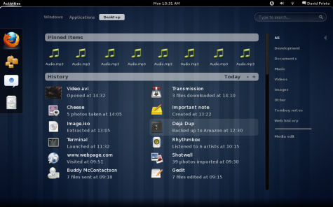 Das GNOME Activity Journal auf Basis von Zeitgeist