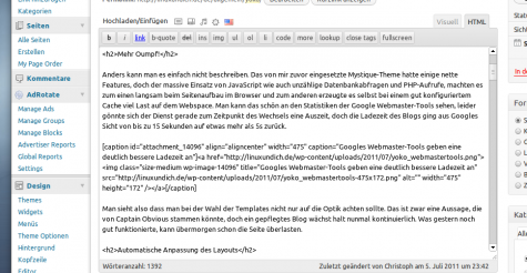 Backend mit dem Ubuntu-Font