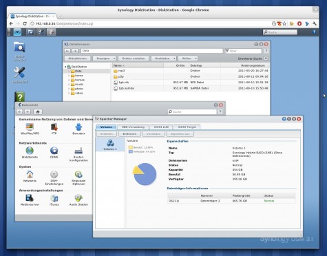 Das Webfrontend der Synology