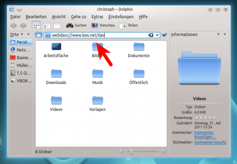box.net unter Dolphin einbinden