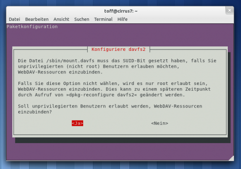 Dem Benutzer die Rechte geben WebDAV-Shares zu mounten