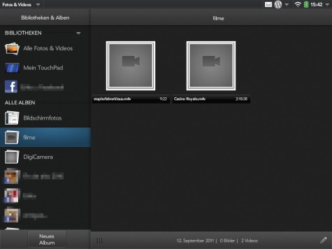 Die Fotos & Videos App von WebOS