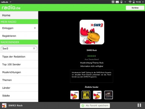 radio.de für WebOS