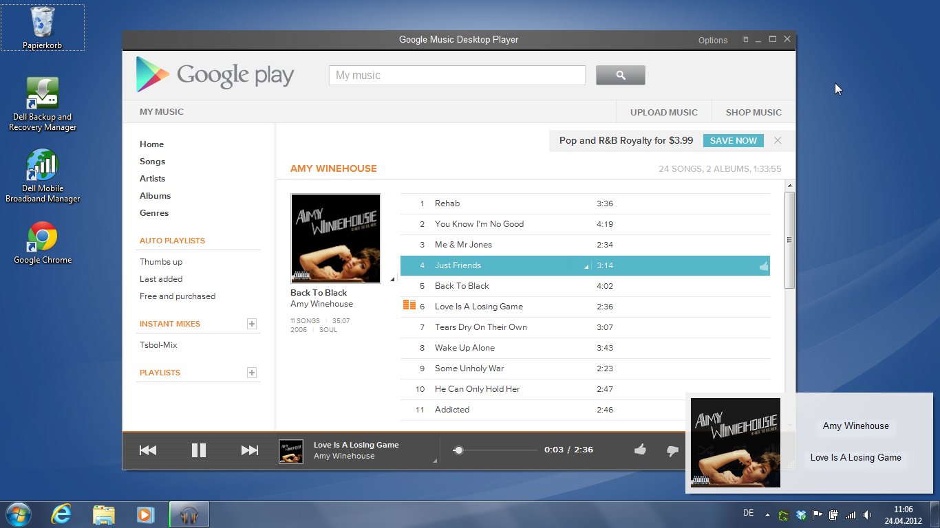 google play music desktop player screensaver