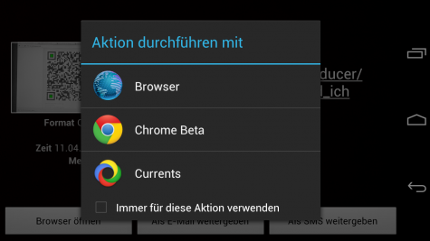 ...Currents als Aktion auswählen...