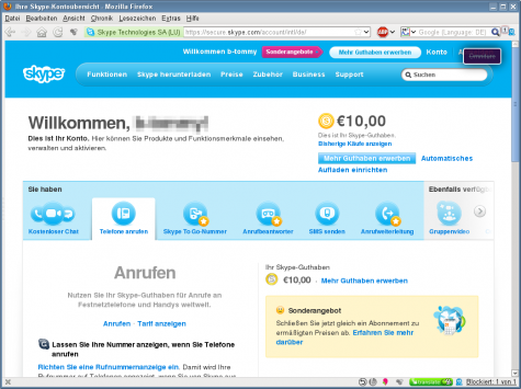 Das Guthaben lässt sich nur über die Webseite wieder aktivieren.