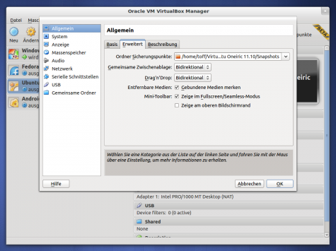 VirtualBox mit Drag&Drop unter Linux.