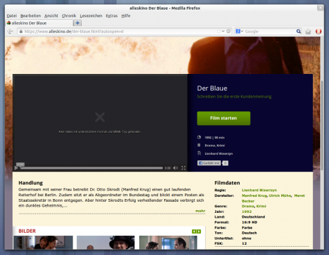 HTML5 als Fallback funktioniert wohl aufgrund fehlender Codecs nicht.