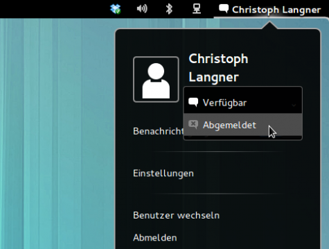 Wechselt euren Status von verfügbar auf abgemeldet...