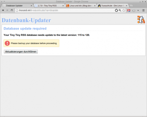 Und am Ende möchte noch die Datenbank aktualisiert werden.