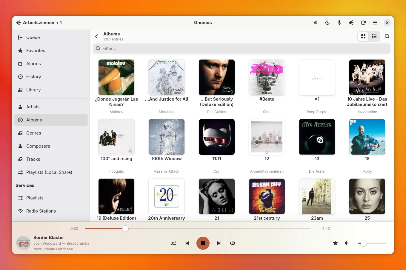Albums of the music collection as a cover grid