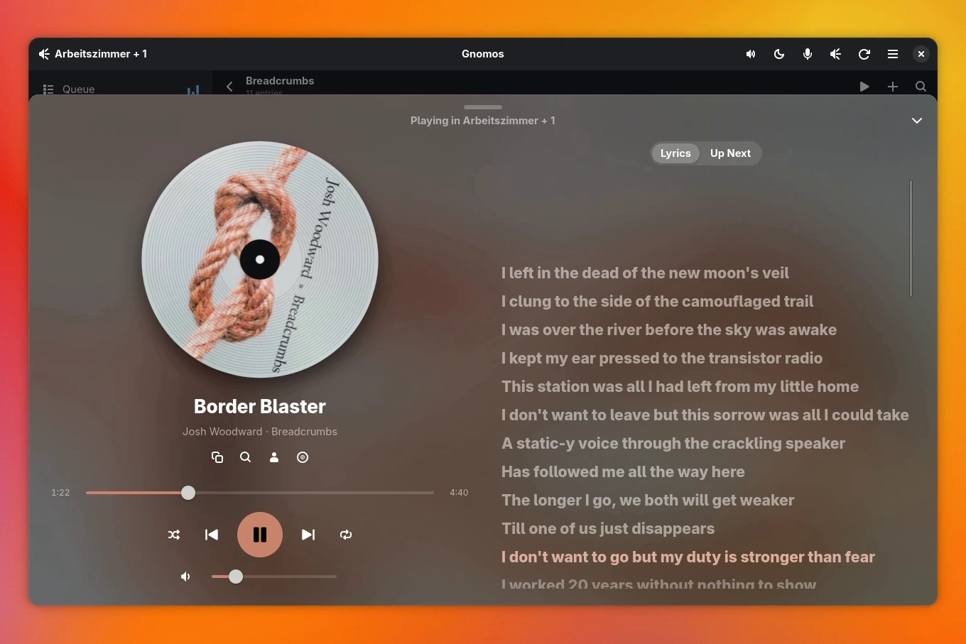 Dark style with the record player view and lyrics