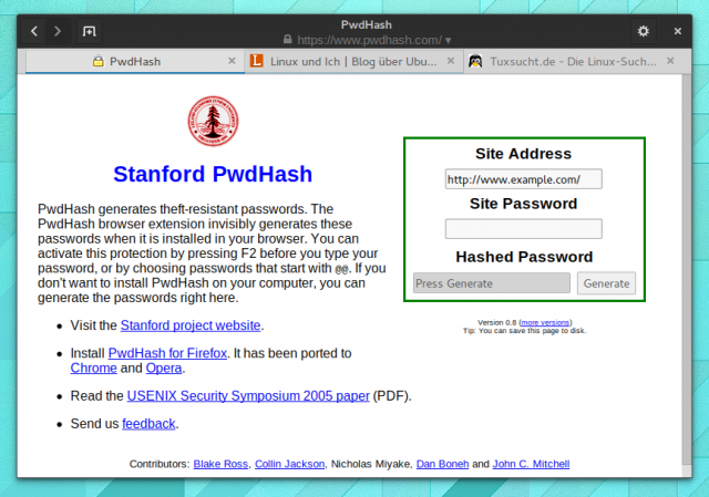 Die PwdHash-Seite braucht man nur, wenn man auf ein Browser-Plugin verzichtet.