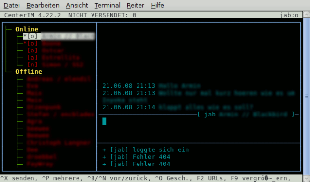 Selbst Chats sind kein Problem. Mit CenterIM kann man so gut wie alle Instant Messaging Dienste nutzen sowie natürlich IRC.