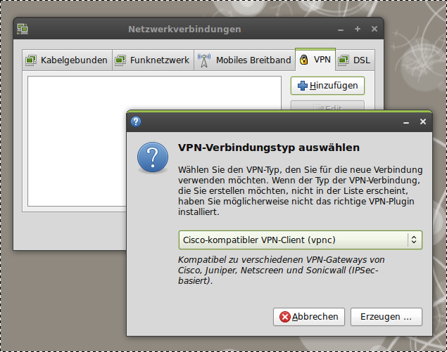 vpnc auswählen...