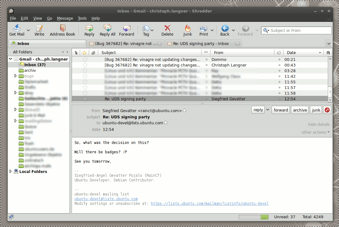 Mozilla Thunderbird 3 aka Shredder