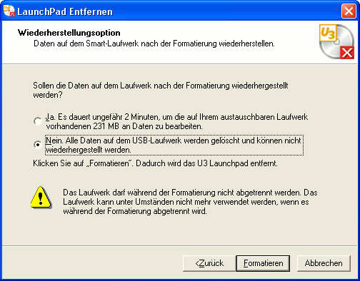 U3 Launchpad entfernen