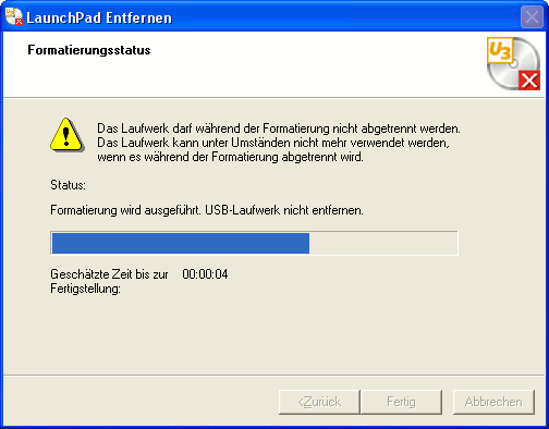 Der Deinstaller meint x-mal nur noch 8 Sekunden zu brauchen...