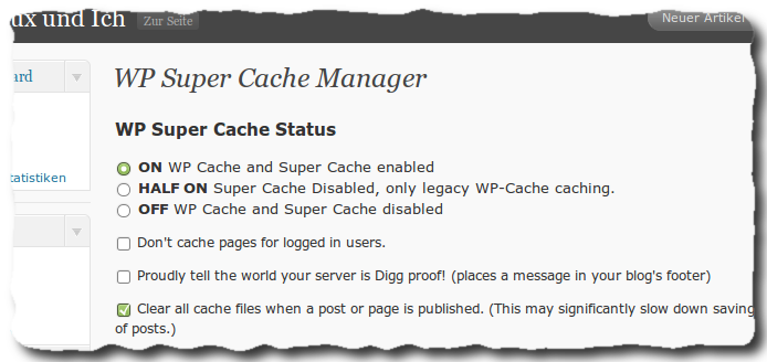 WP Super Cache aktivieren...