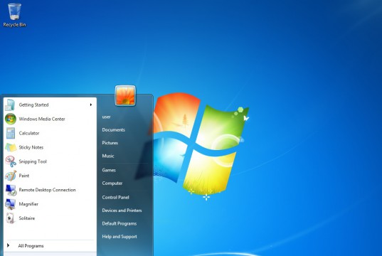 Leerer Desktop von Windows 7