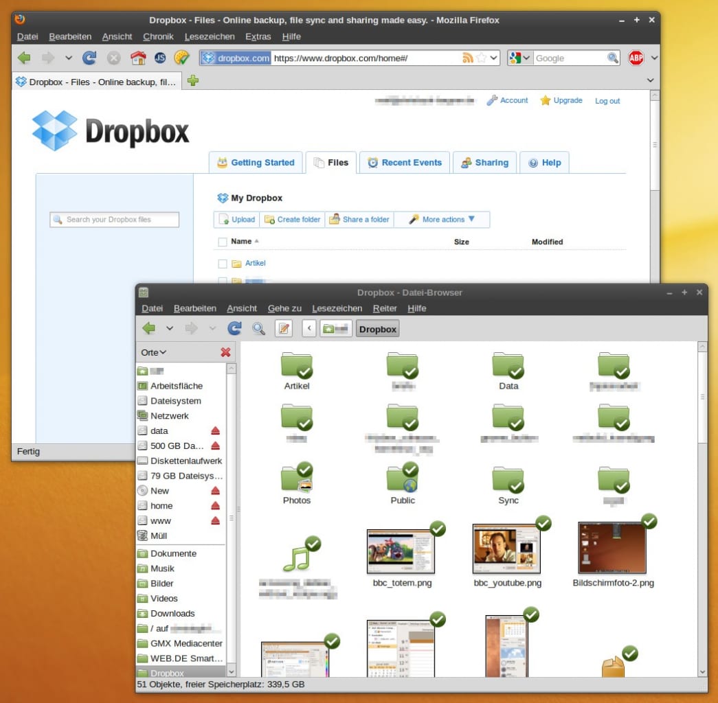 Die eigene Dropbox im Web und in Nautilus