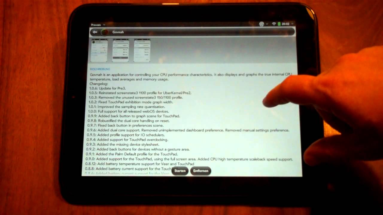 HP Touchpad mit dem Uberkernel auf 1,5Ghz übertakten