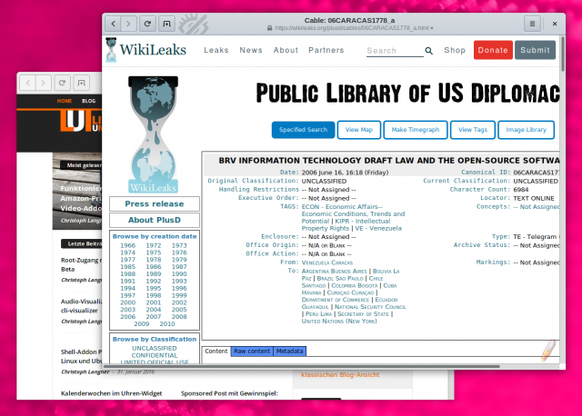 Cablegate und Wikileaks zu FOSS vs. Microsoft in Venezuela