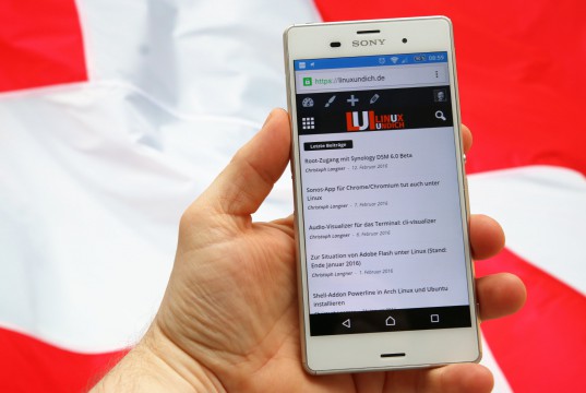 Chrome für Android vor schweizer Flagge