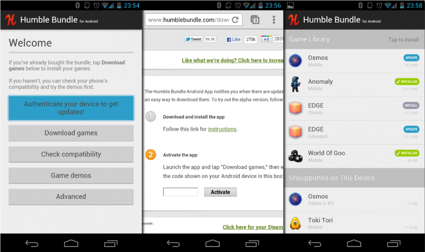 BetaTest der HumbleBundle App für Android Linux und Ich
