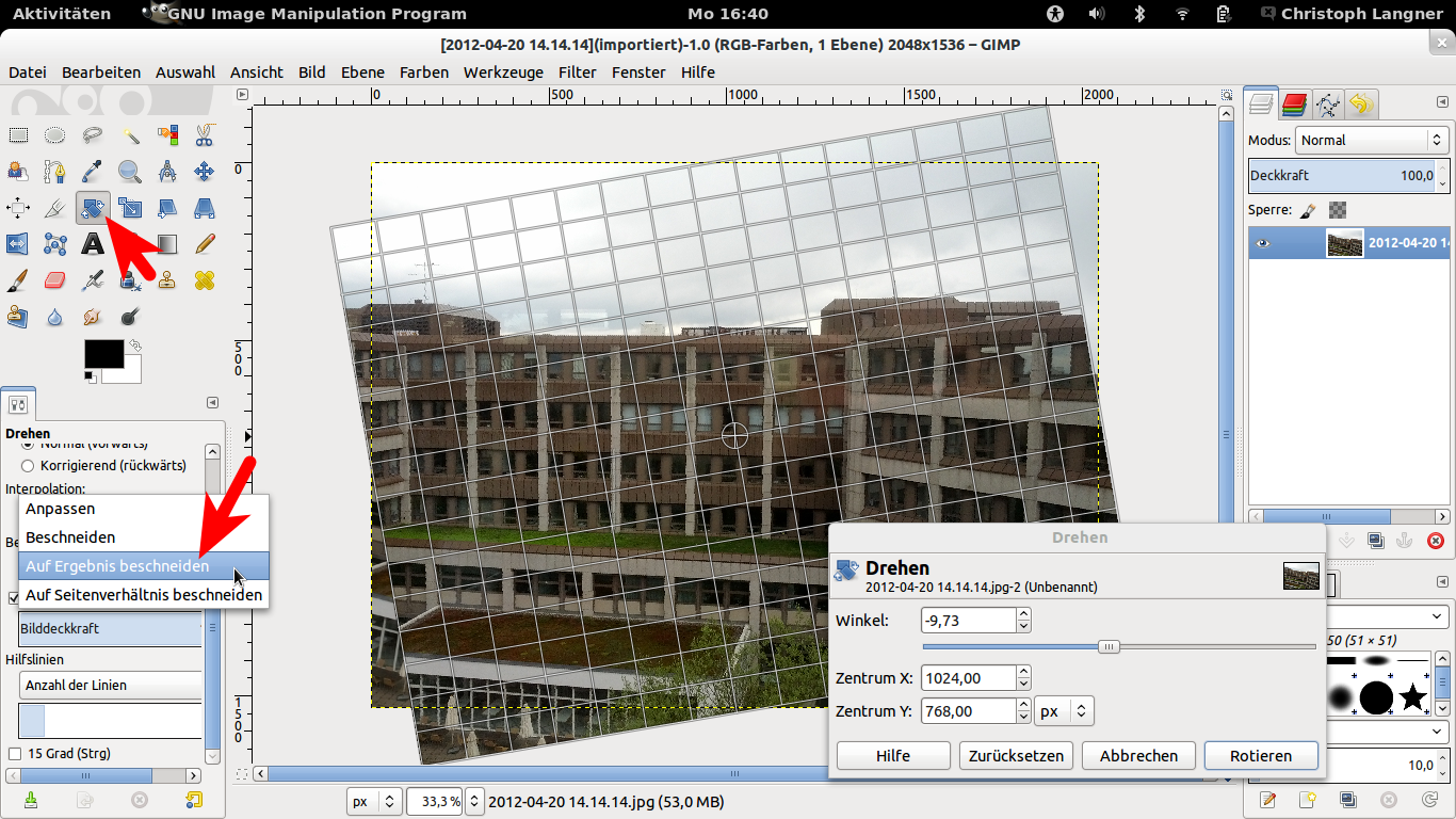 Bilder Mit Shotwell 0 12 2 Oder Gimp Drehen Und Automatisch Zuschneiden Linux Und Ich