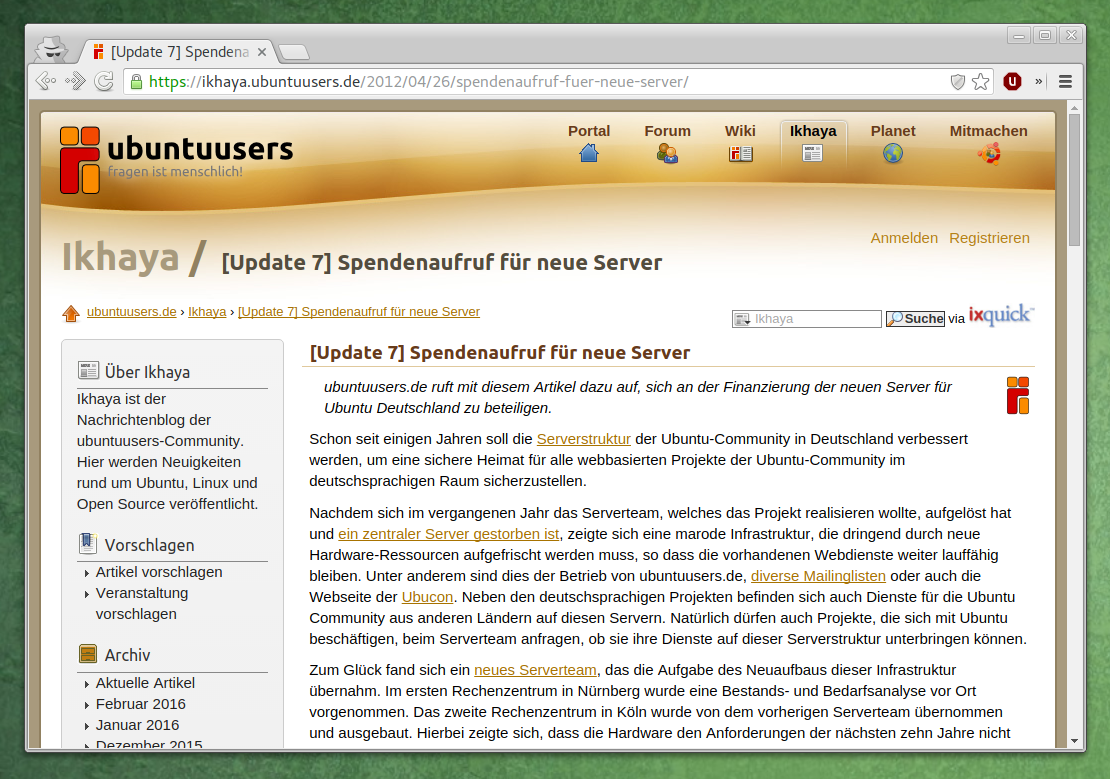 Spenden für ubuntuusers.de