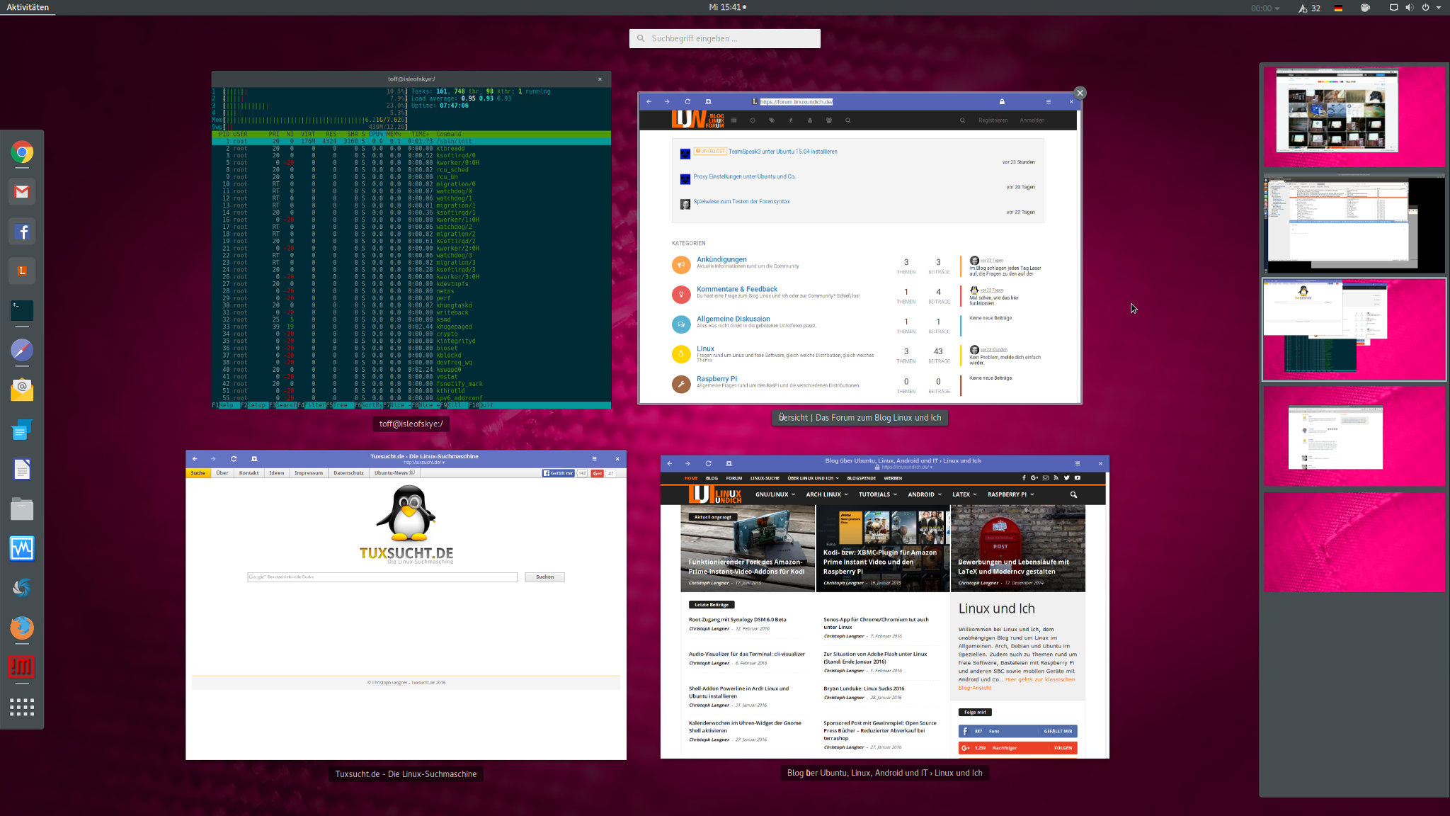 GNOMEShell Extension List Linux und Ich