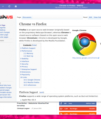 WikiVS zu Chrome und Firefox