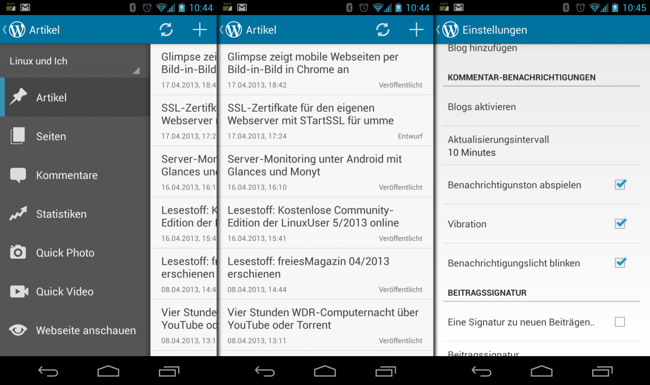 Wordpress für Android wurde komplett überarbeitet.