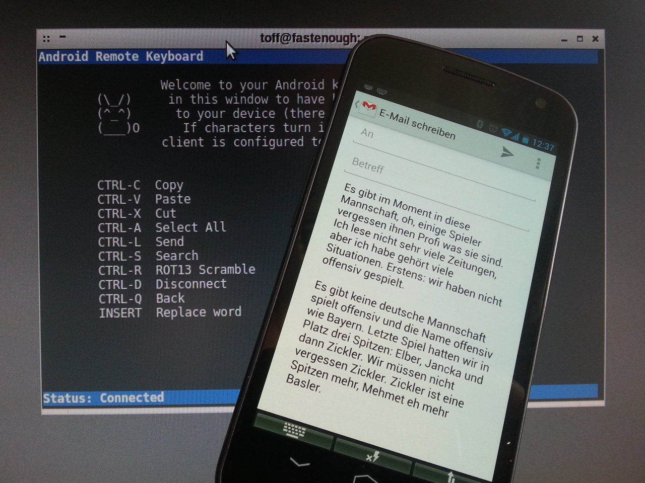 Desktop-Tastatur öffnet einen Telnet-Port auf dem Handy.