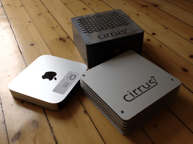 Cirrus7 One und Nimbus zusammen mit einem Mac Mini im Vergleich.