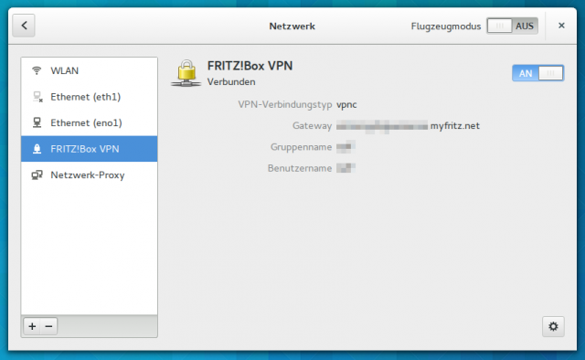 Am Ende baut ihr direkt aus dem Network-Manager eine VPN-Verbindung zur FRITZ!Box auf.