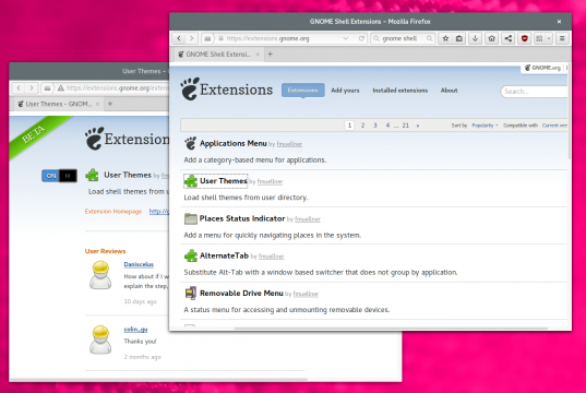 Erweiterungen für die Gnome Shell