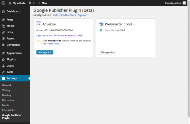 Das Google Publisher Plugin kümmert sich um die Integration von Adsense und den Webmaster Tools.