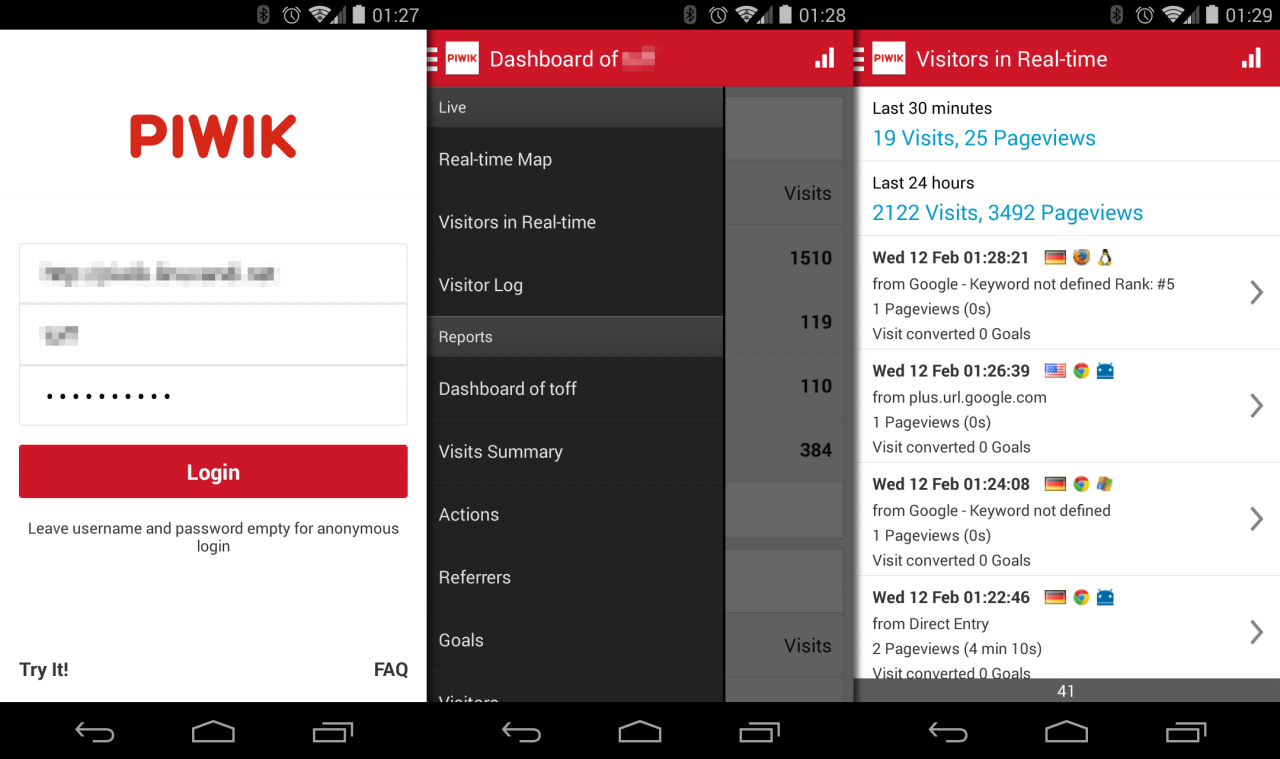 Die überarbeitete Piwik-App für Android.