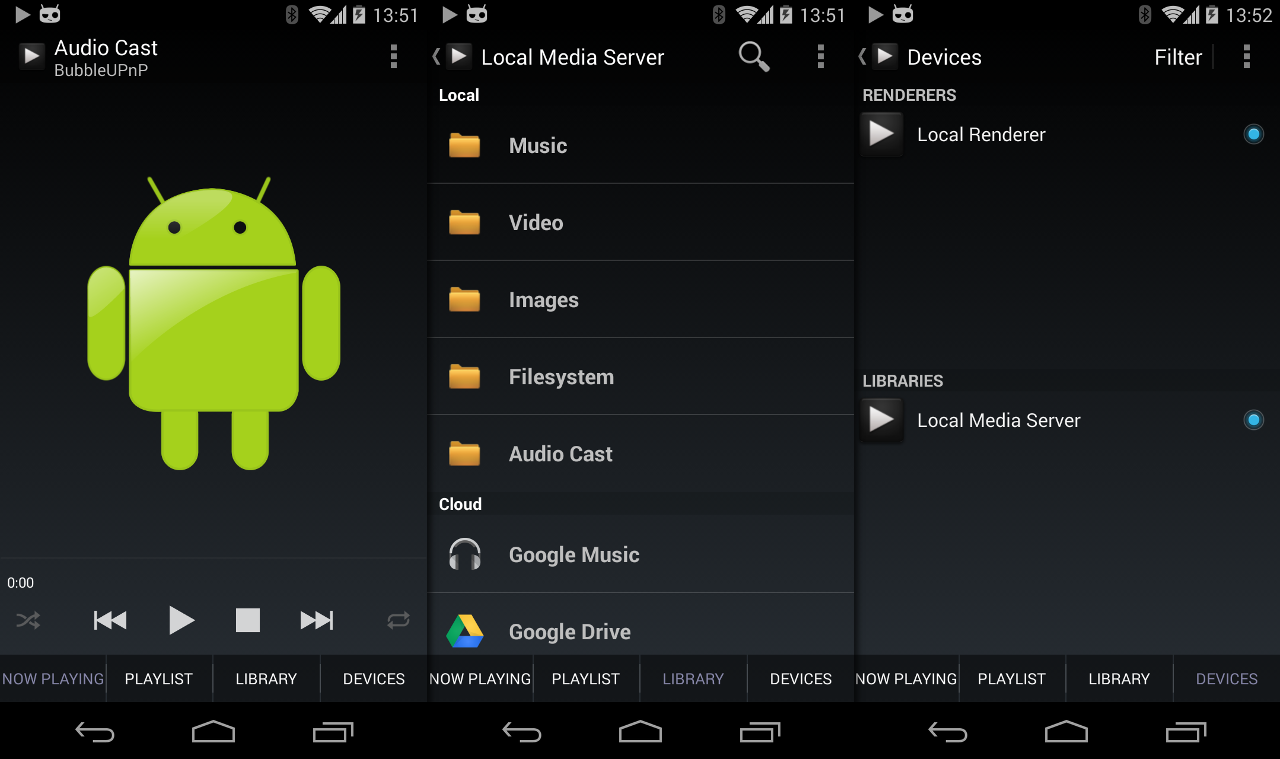 BubbleUPnP unterstützt neben DLNA-Streams inzwischen auch den Chromecast-Dongle.