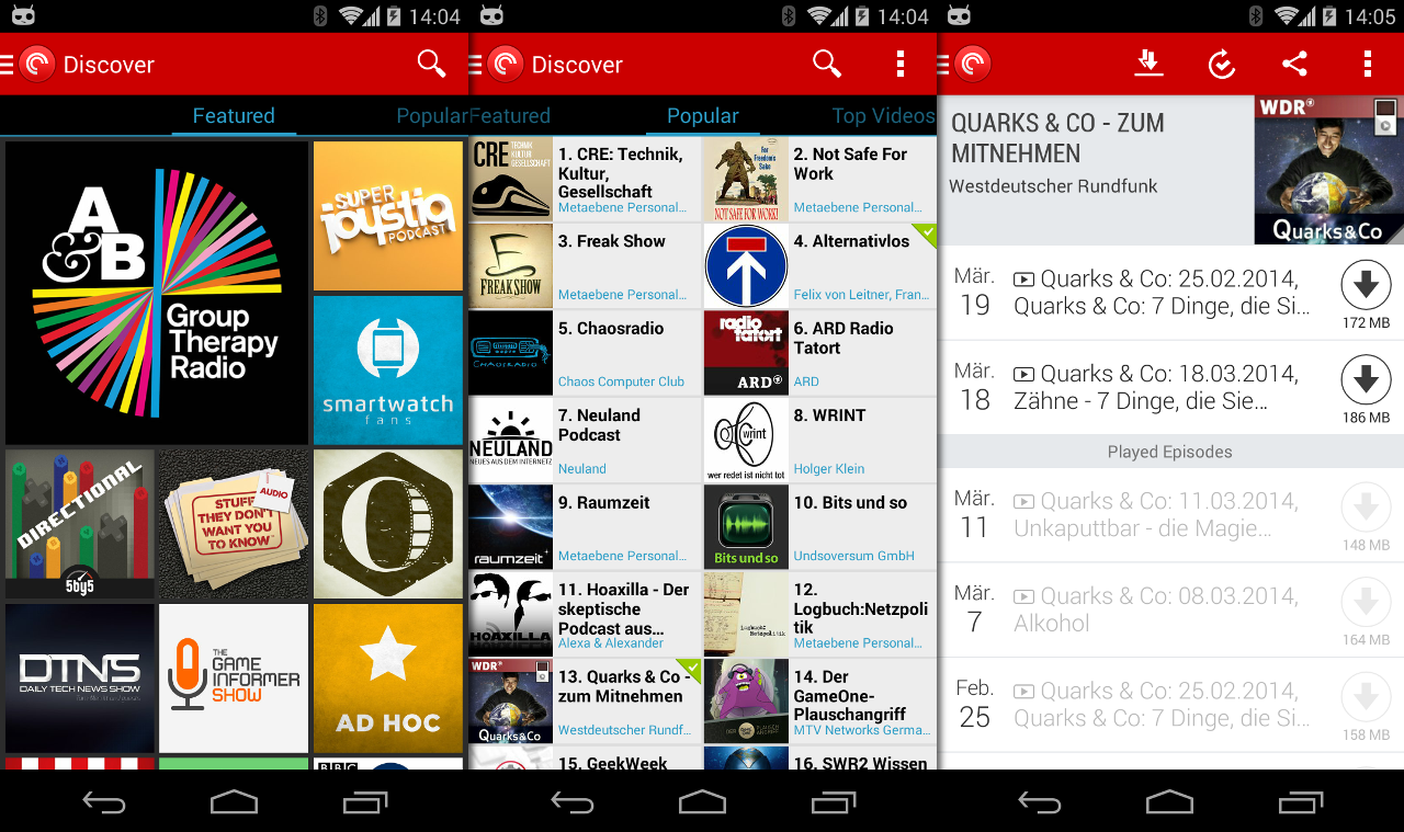 Mit Pocket Casts lassen sich auch Podcasts auf den Chromecast-Stick schicken.