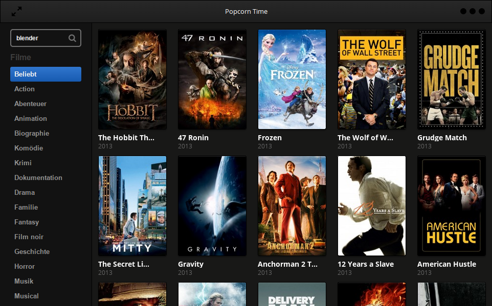Popcorn Time zeigt nun wieder aus dem Netz ladbare Filme an.